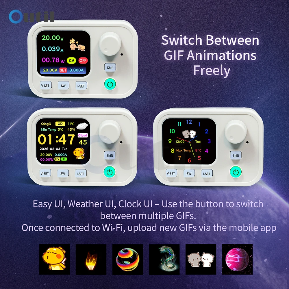 SK200W 디지털 벅 부스트 전원 공급 모듈(블루투스 WiFi 제어, MPPT CV CC 듀얼 시스템, 산업 전자 장비용)