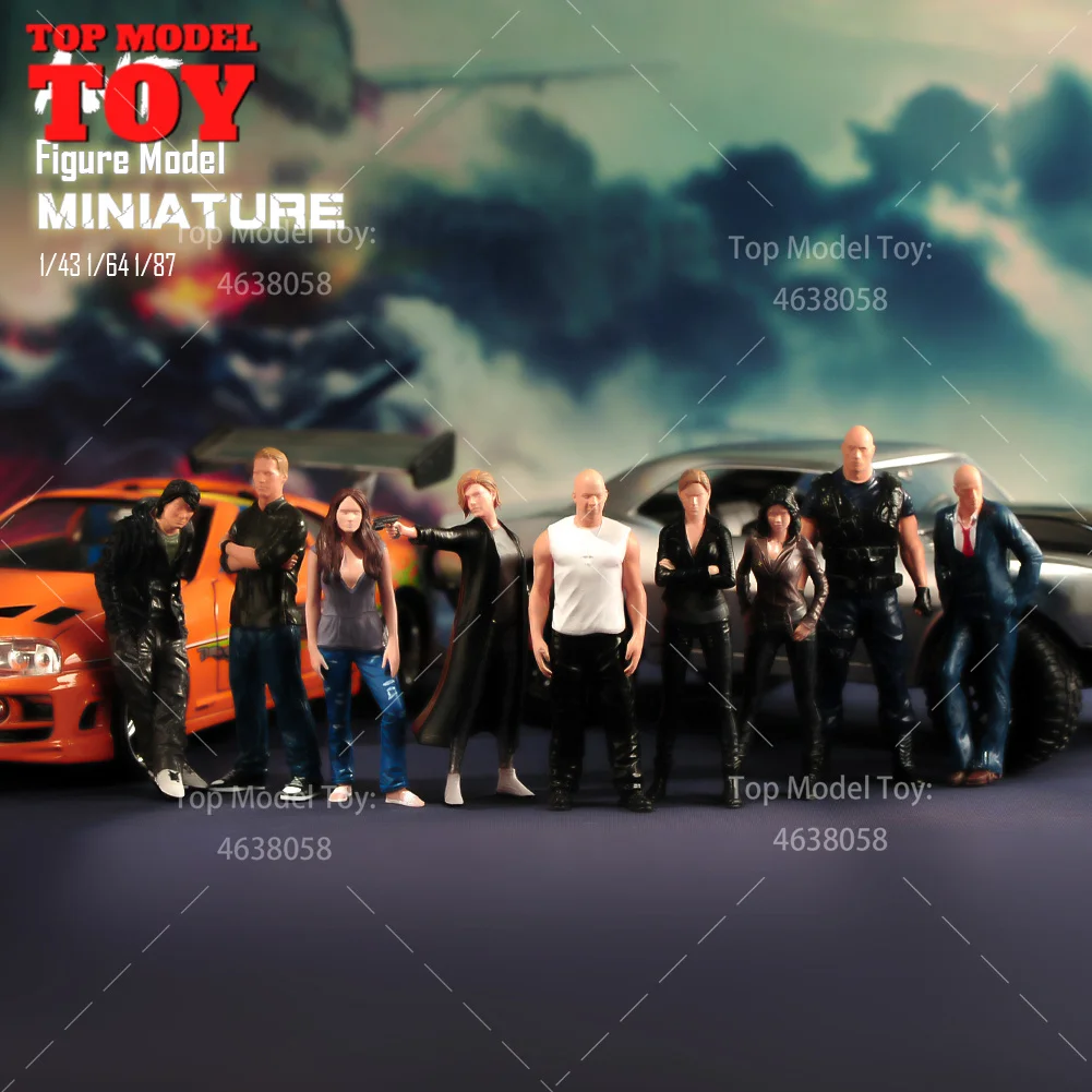 

Painted Miniatures 1/43 1/64 1/87 Paul Walker Gal Gadot Dwayne Johnson Figures Mini Scene Props Doll Vehicles Cars Model Toys