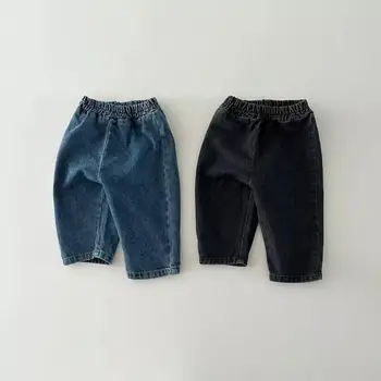 2025 Autumn New Baby Loose Denim Trousers Infant Toddler Casual Pants Fashion Boys Girls Versatile Pocket Jeans Kids Clothes 1