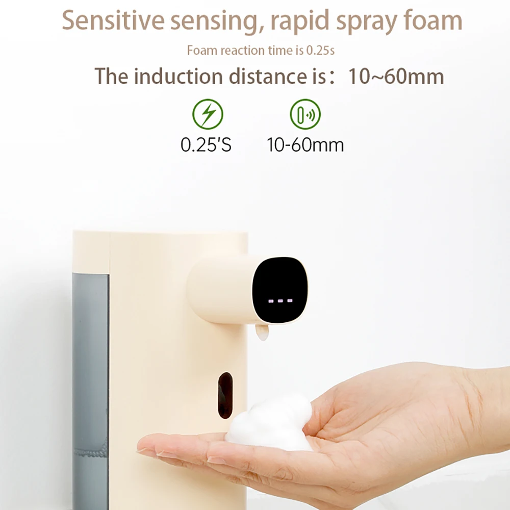 Soap Dispenser Soap Pump Soap Dispenser Head Wall Mounted Dispenser Automatic Soap Dispenser 300ml USB Rechargeable Contact-free Home Infrared Induction Antibacterial Hand Soap Lathering Machine