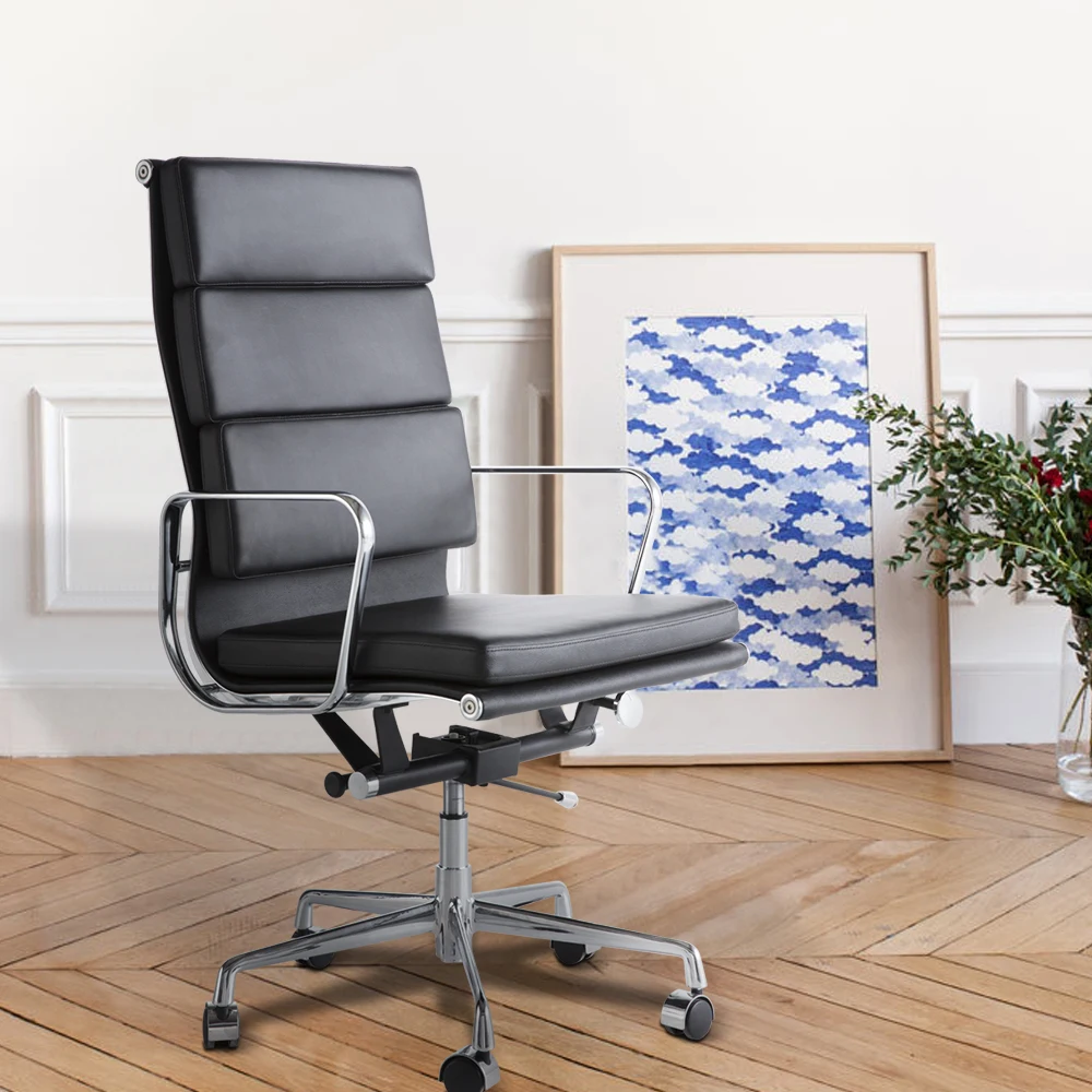 Description Picture 4 of item[Flash Sale]High/Low Back Genuine Leather Office Chair Executive Chair Alloy Base Black/White/Brown[US-W]