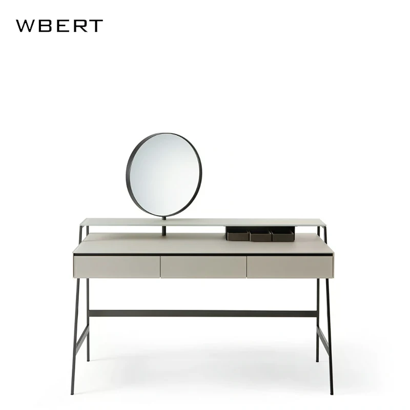 Wbert Nordic Modern, Minimalist, Contemporary, Light Luxury Hotel, Moon Mirror Vanity, , Bedroom Makeup Table