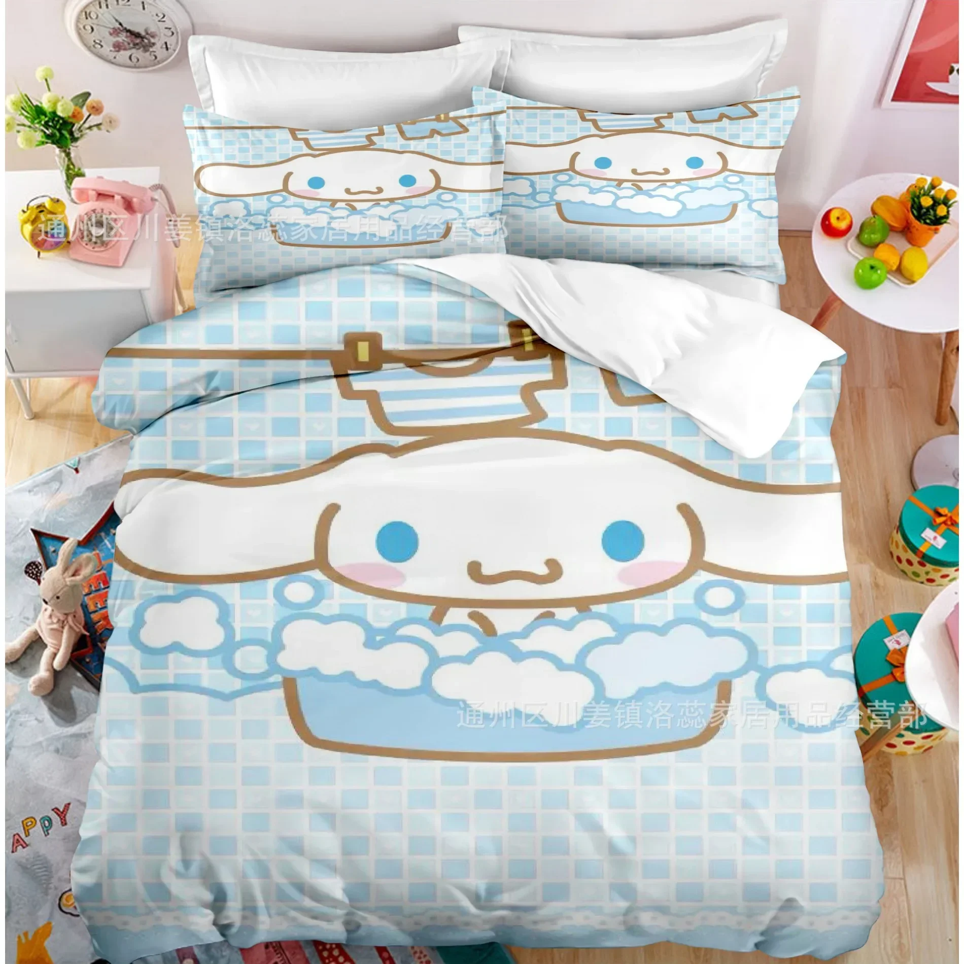 Cartoon Bedding Four-Piece Set Kuromi Melody Cotton Soft Comfort Sets Quilt Cover Bed Sheets Bed Accessories Best Gift