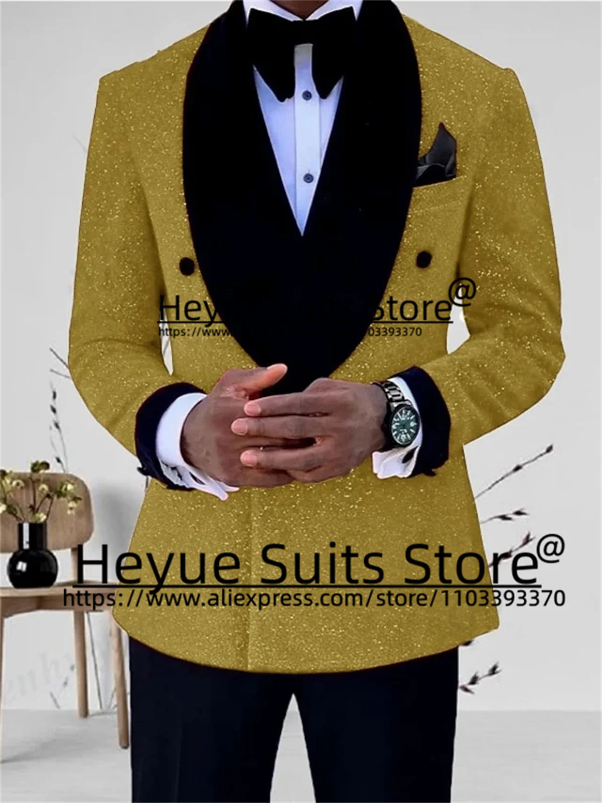 Green Shiny Formal Men Suits Slim Fit Black Shawl Lapel Groom Wedding Tuxedos 2 Pieces Sets Business Male Blazer Ropa Hombre