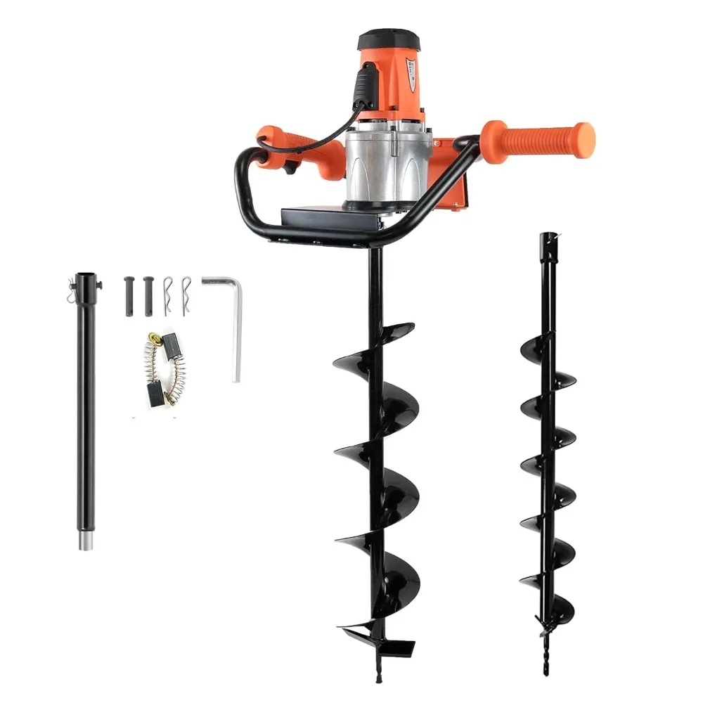 

HIGOSPRO 1500W Electric Post-Hole Digger, 6-Inch & 4-Inch Auger Bit Earth Auger, Ideal for Post Hole Digging, Drilling