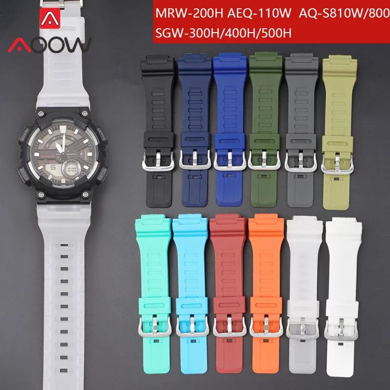 

Rubber Strap for Casio G-SHOCK AQ-S810W W-735H Stainless Steel Buckle Men Sport Waterproof Resin Replace Bracelet Watch Band
