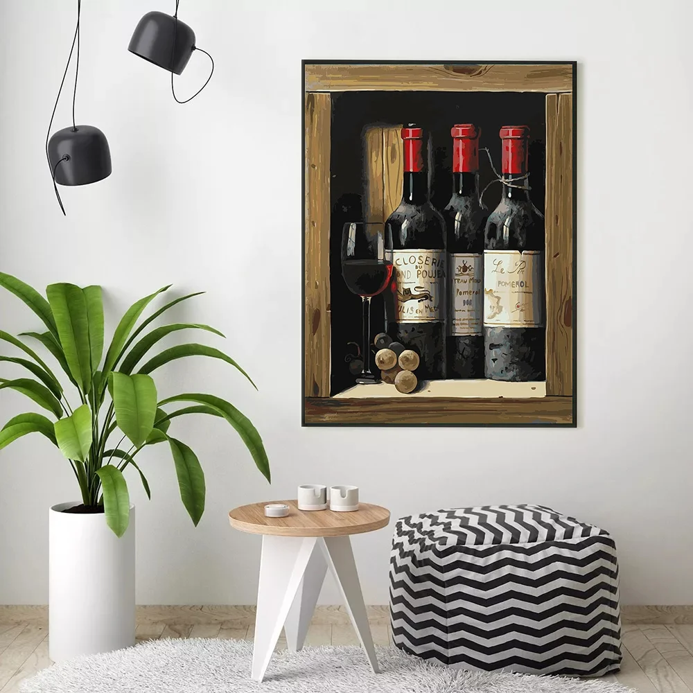 HUACAN pittura per numero vino rosso disegno su tela dipinto a mano pittura arte regalo immagini fai da te per kit numerici decorazione domestica - immagine 3
