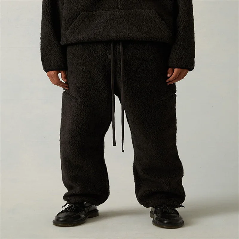 

Fall ESSENTIALS Casual Pants Street Hip-hop Fleece LEE Sweatpants Men's and Women's Wool Casual Strap Pants