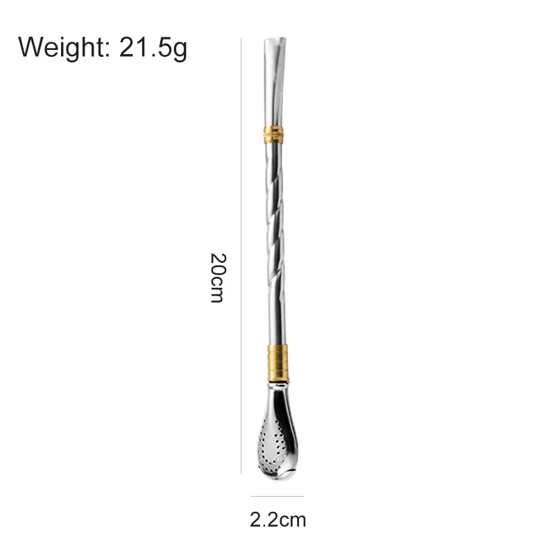 Drinking Straws Metal Straw Set Tea Filter Drinking Straw Yerba Mate Tea Spoon Drinkware Stainless Steel Reusable Straws Metal Washable Tea Filter Cocktail Drinkware Bar