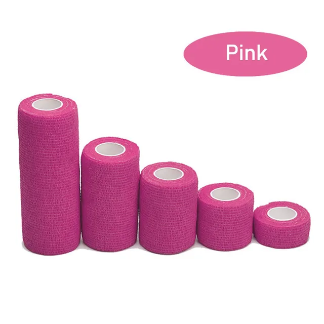 1 Rolls First Aid Self Adherent Cohesive Bandages Sports Tape for Wrist Ankle Sprains & Swelling Width 2.5-15cm Rainbow Colors Pink