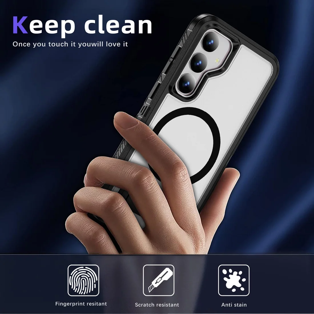 Magnetic Slim Fit Case with Drop Protection and Built-in Kickstand