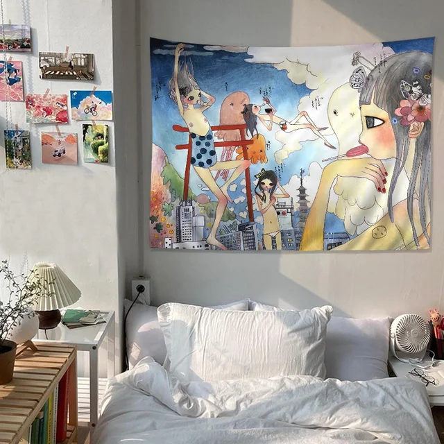Tapisserie de dessin animé Aya Tokyo ano, art de la science-fiction, décor de chambre à la maison, conflicSheets muraux 2