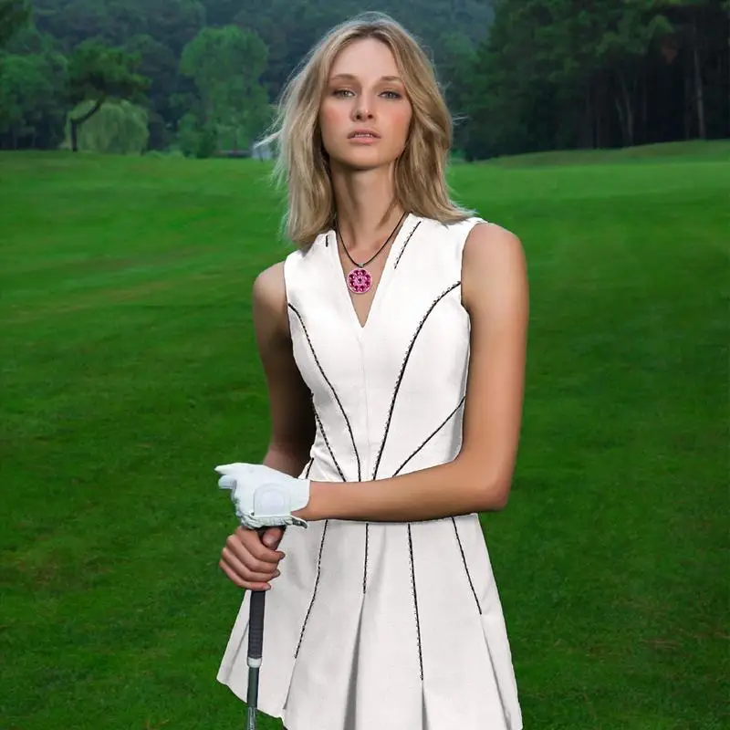 Golf Marker Necklaces for Women, Beautiful Crystal Flower Shape Golf Necklace,Elegant and practical Gifts for Women Golfer