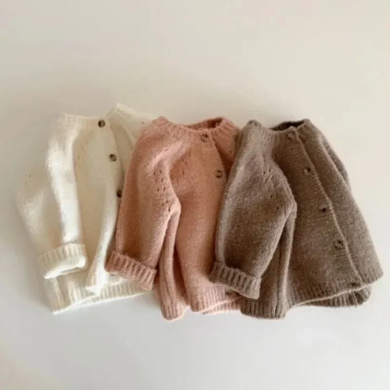 Autumn Children Long Sleeve Cardigan Baby Cotton Knitted Coat Boys Girls Solid Sweaters Kids Casual Winter Top Clothes Baby Girls Sweater