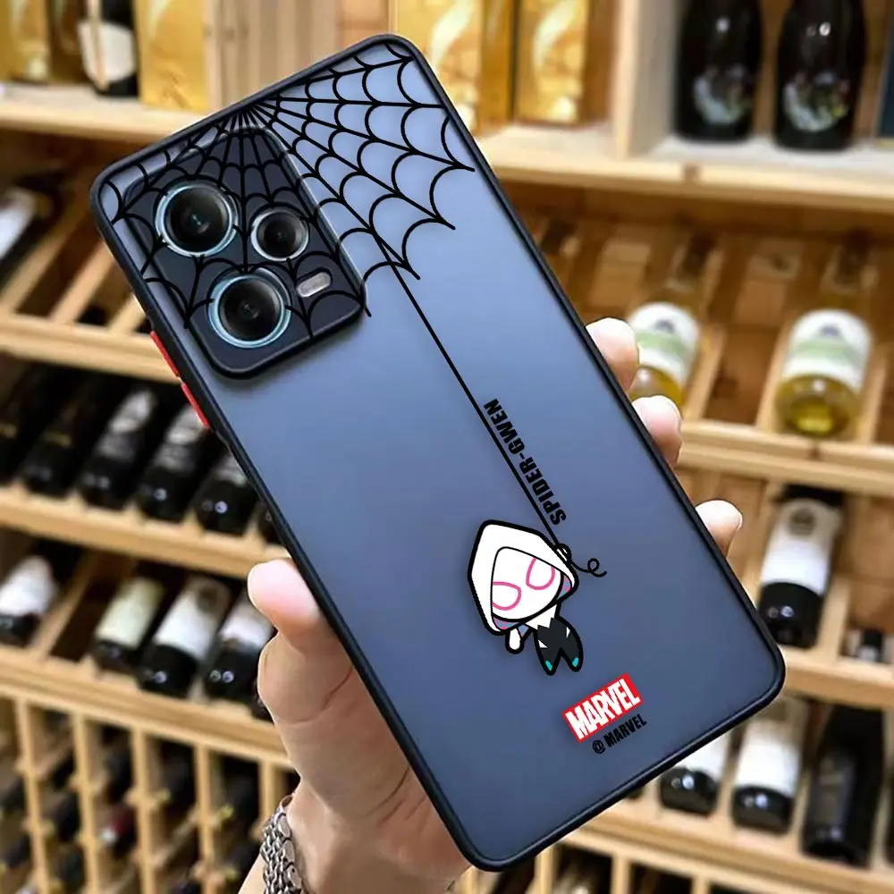 thumbnail image 1 of Matte Case for Redmi NOTE 12 11 10 11S 10S 9 9S 9T 8 7 6 5 3PRO PLUS 4G 5G Case Funda Shell Cartoon Marvel Spider-Man Spider Web, 1 of 5