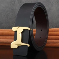 grade Stainless steel horse 3.8cm wide slide buckle men belts High genuine leather Waistband cowboy casual ceinture homme