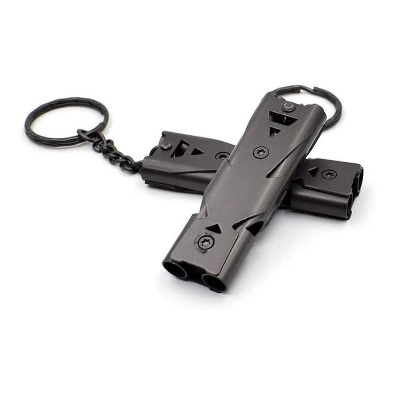 Survival Whistle Double Pipe Burst Sound Outdoor Help Stainless Steel