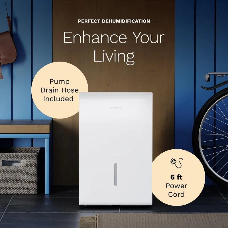 hOmeLabs 4500 Sq. Ft. WiFi-Enabled Dehumidifier with Pump -Superior Moisture Removal & Humidity Control for Large Rooms, Offices 6