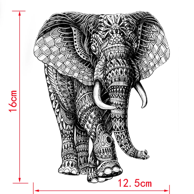 Mighty Elefanten Gott Wasserdicht Temporäre Tätowierung aufkleber hohe qualität Mechanische elefanten Fake Tattoo sleeves Henna Tatoo – Detail 2