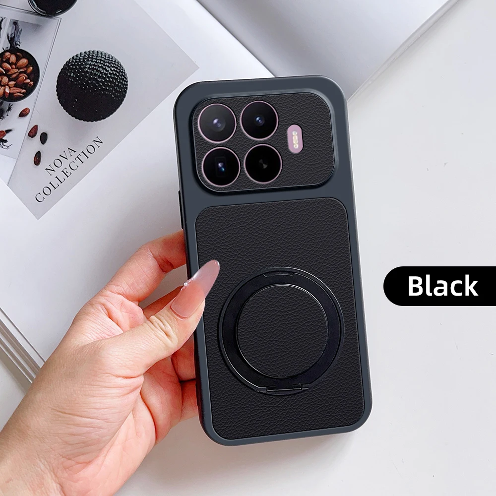 Luxury Leather Matte Magnetic Holder Stand Phone Case