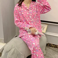 Hello Kitty Pajamas Pants Kawaii Pijama Y2K Pyjama Pink Fluffy Suit Long Sleeved Trousers Onesize Cardigan