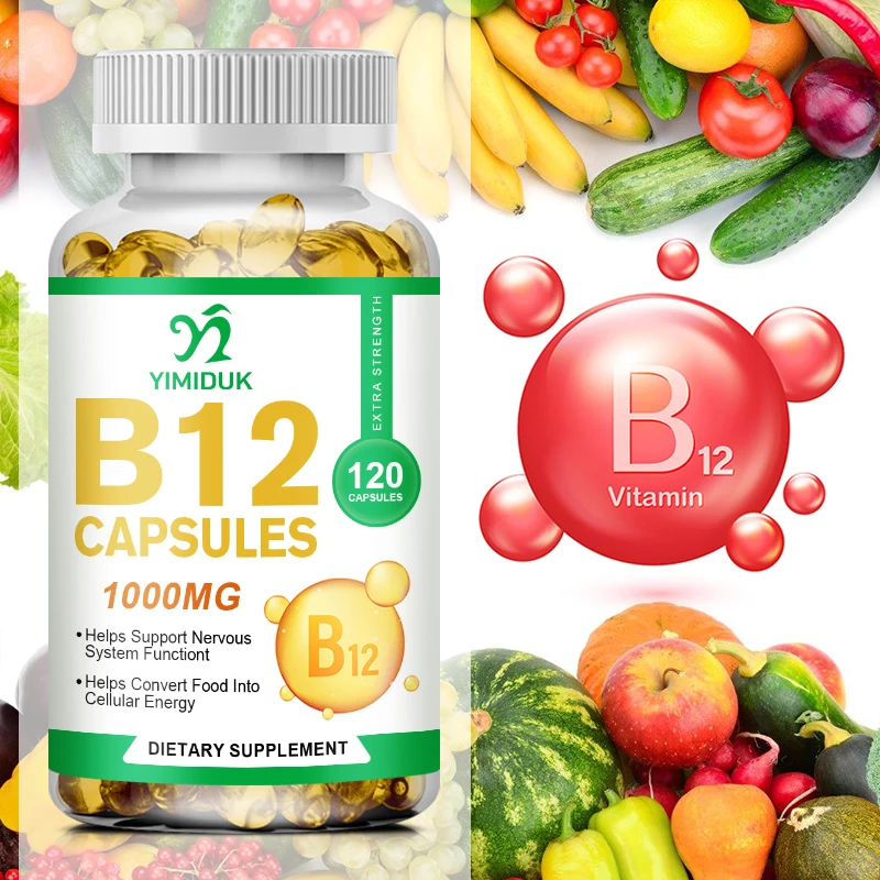 

Vitamin B12 Capsules 100mcg Supports Energy Metabolism Nervous System Blood Cells Immune Health Food Daily Vitamin Supplement