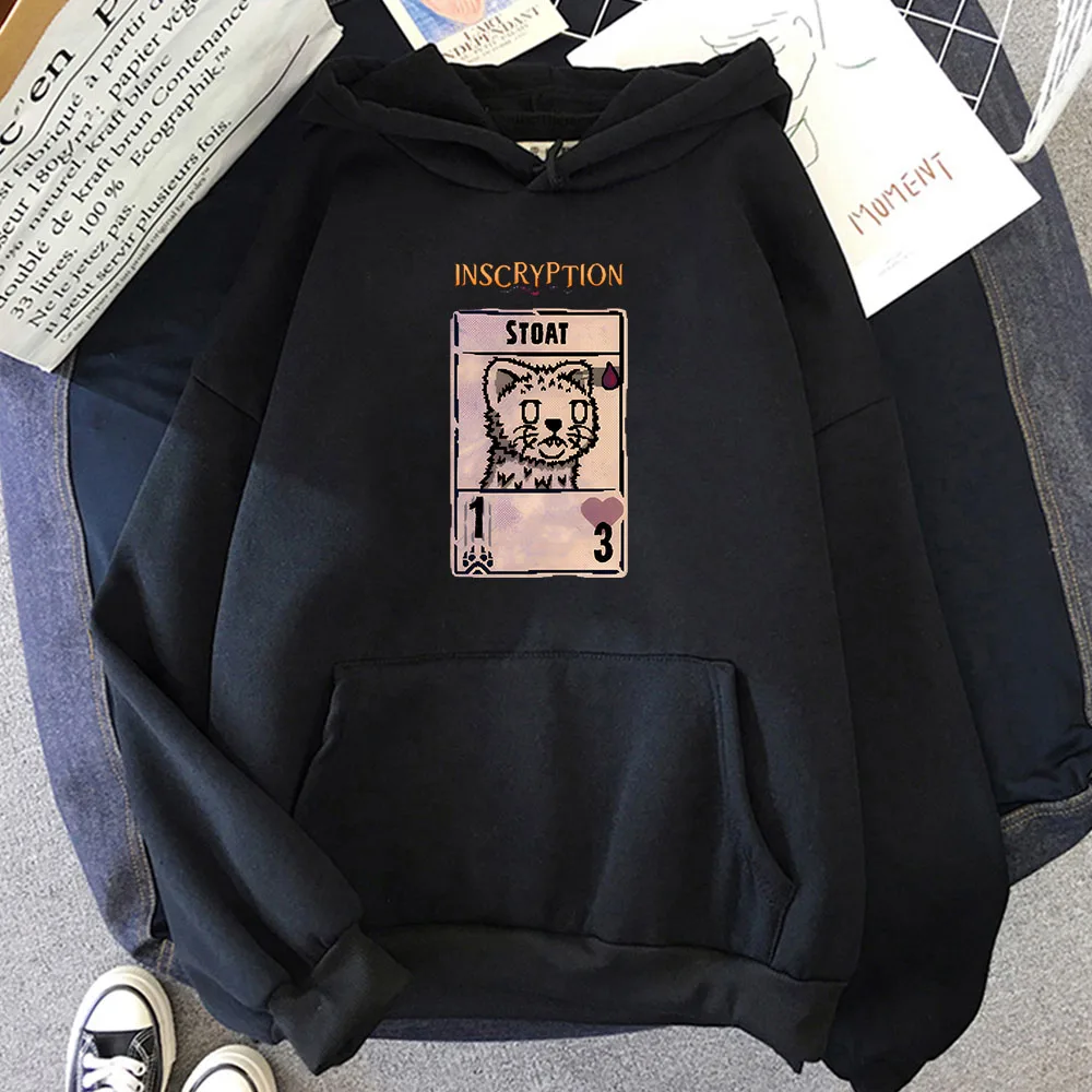 

Horror Game Inscryption Graphic Hoodies Mens Winter Long Sleeve Sweatshirts Comfortable Male Hip Hop Streetwear Clothing Cartoon