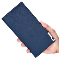 Wallet Long Bussiness Card Holder Hasp Wallet Aluminum Metal Credit Cross pattern Purse Checkbook Mini Card Wallet For Man 2