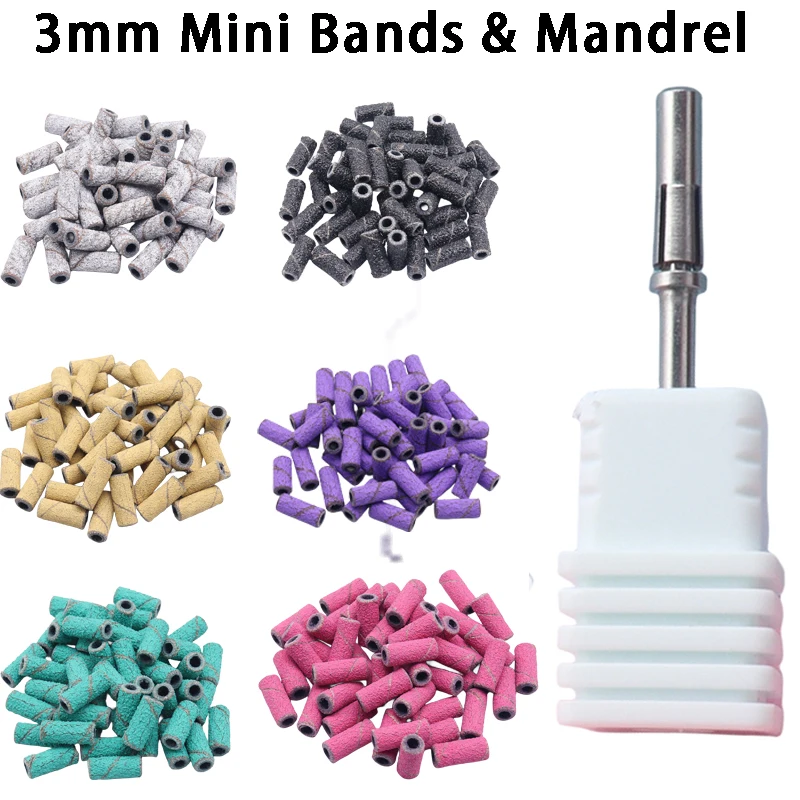 

50pcs per box with Mandrel 3mm Mini Zebra Sanding Bands Stainless Steel Nail Drill Bits Mandrel Electric Manicure Accessories