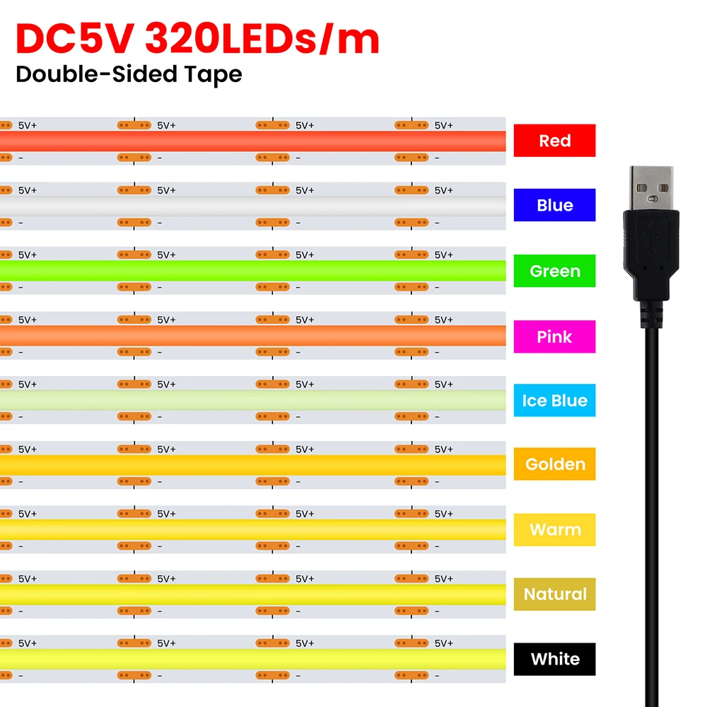 รูปสินค้า ไฟ LED Strip ยืดหยุ่น 5V สีสันสดใส ตกแต่งบ้านได้ทุกสไตล์
