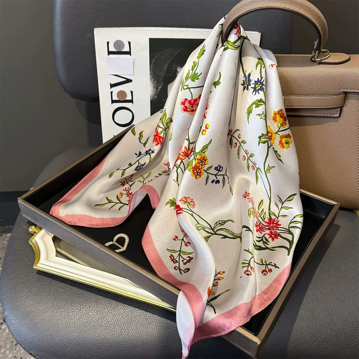 100% Mulberry Silk Square Scarf for Women