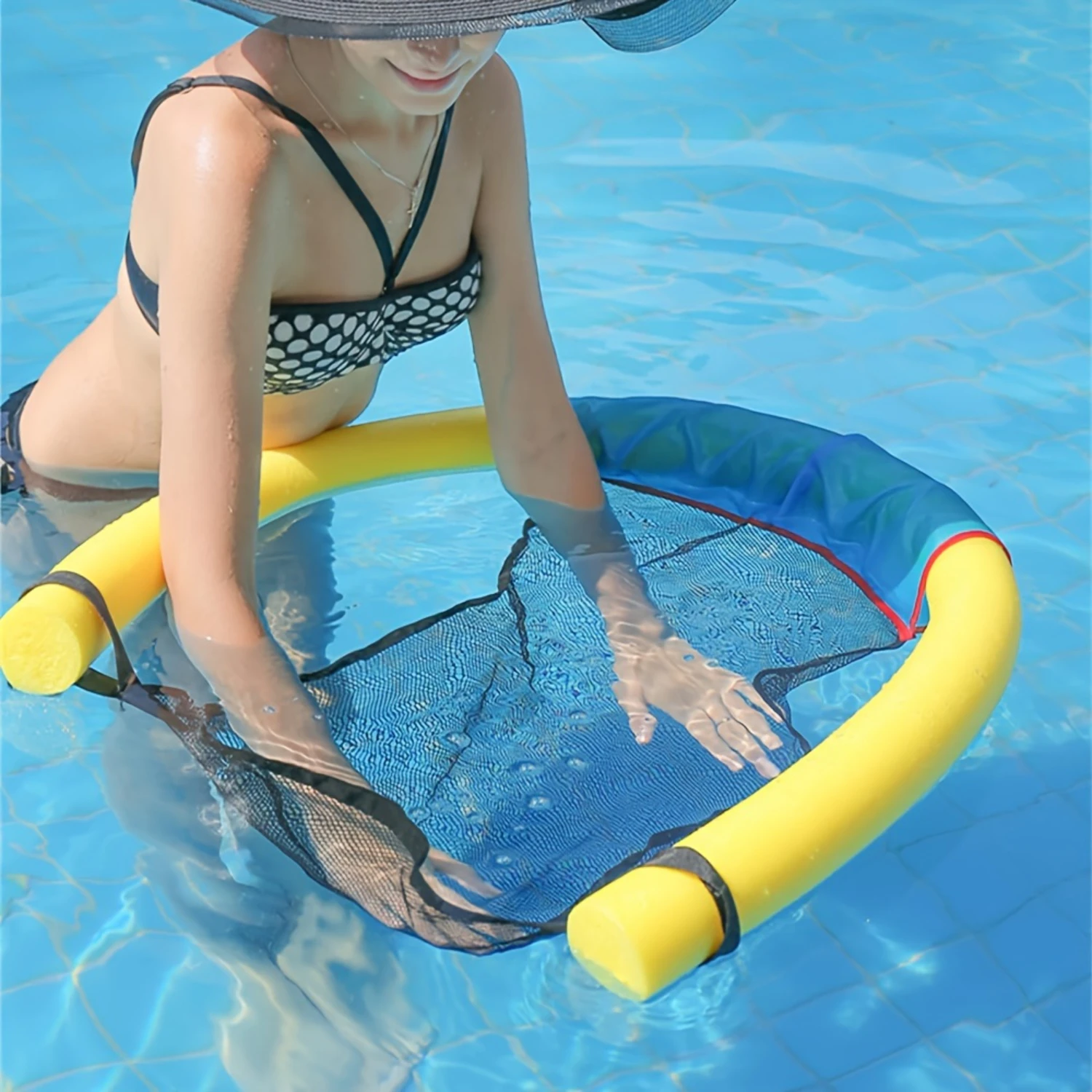 Floating Pool Chair Comfortable Fabric Lounger Easy Fold Ideal For Adult Relaxation Swimming