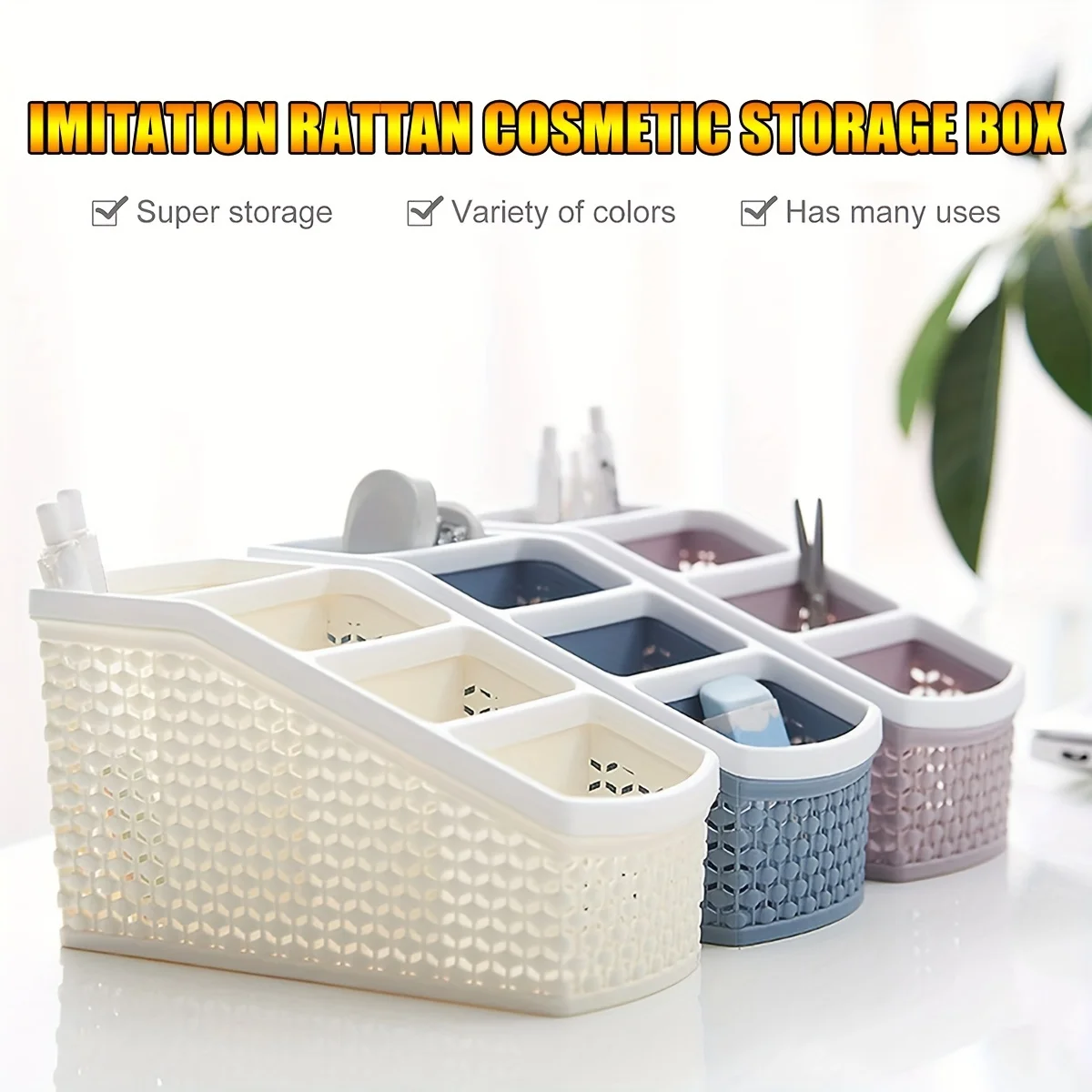 Space-Saving Pink Desk Organizer Rack: Compact 4-Tier,Durable Plastic Storage for Remote Controls, Accessories & Office Supplies 3