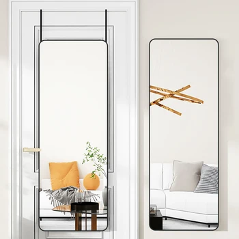 Haodirect Full Length Mirror with Rounded Corners for Hanging on Doors, Wall-mounted Dressing Mirror for Bedroom and Living Room