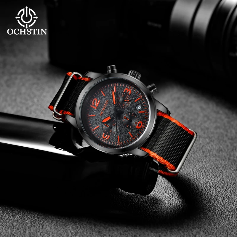 OCHSTIN2024 Creative Nylon Series Business Light Luxury Style Multi functional Quartz Movement Watch Men's Quartz Watch