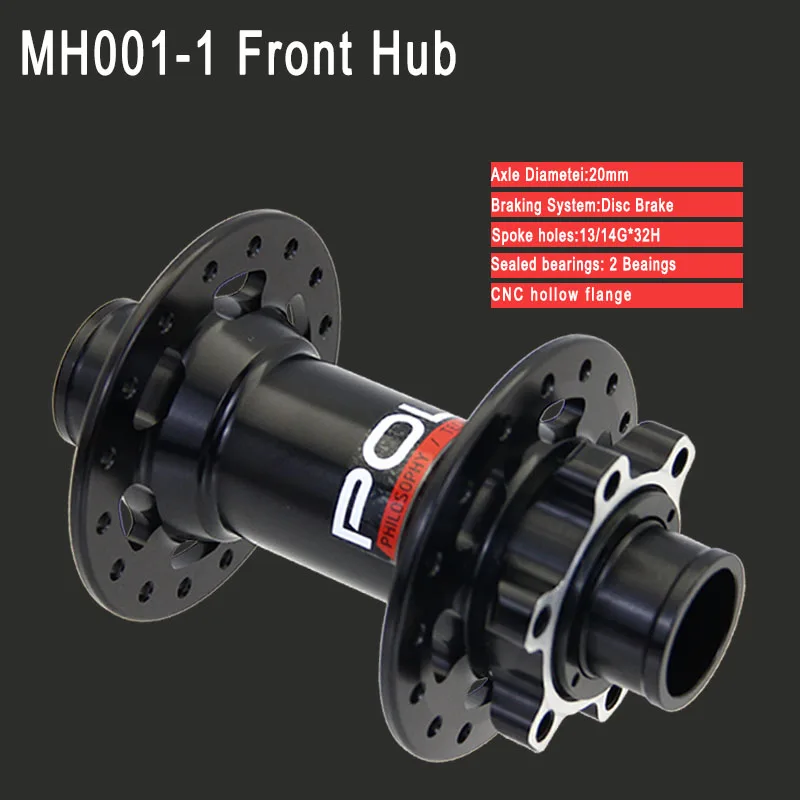 

POLSO MTB Hub 32/36 Holes Black Disc Brake 2 Sealed Bearing 20x110mm Mountain Bicycle Hubs Aluminnum Alloy