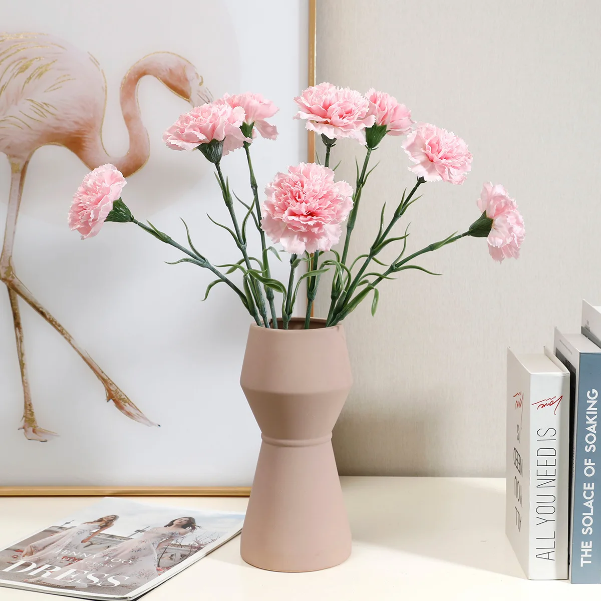 

5Pcs Moisturizing Carnation Mother's Day Gift Bouquet Real touch Artificial Flowers for Home Decoration Fake Flowers Carnation