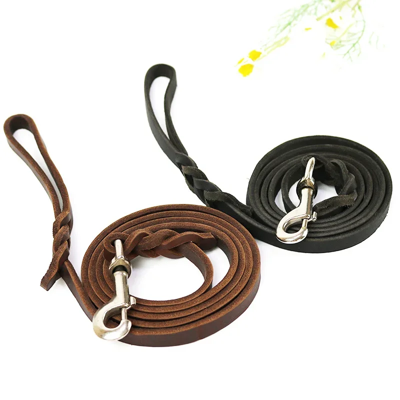 1.2-2.1m Genuine Leather Dogs Leash with Hook Pet Walking Training Brown Black Colors for Medium Large Pet Shepherd Greyhound 1.2-2.1m Genuine Leather Dogs Leash with Hook Pet Walking Training Brown Black Colors for Medium Large Pet Shepherd Greyhound