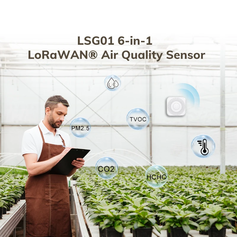 Hcho Tvoc Pm2.5 Detector Carbon Dioxide Co2 Monitor Humility Temperature Sensors Lora Lorawan Air Quality Environmental Sensors