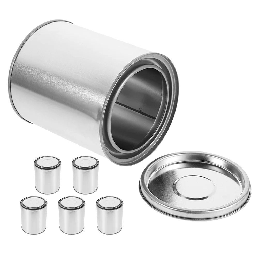 6pcs Thick Round Empty Bucket Iron Can for Asphalt Paint Sealing Storage Laboratory Use Multipurpose