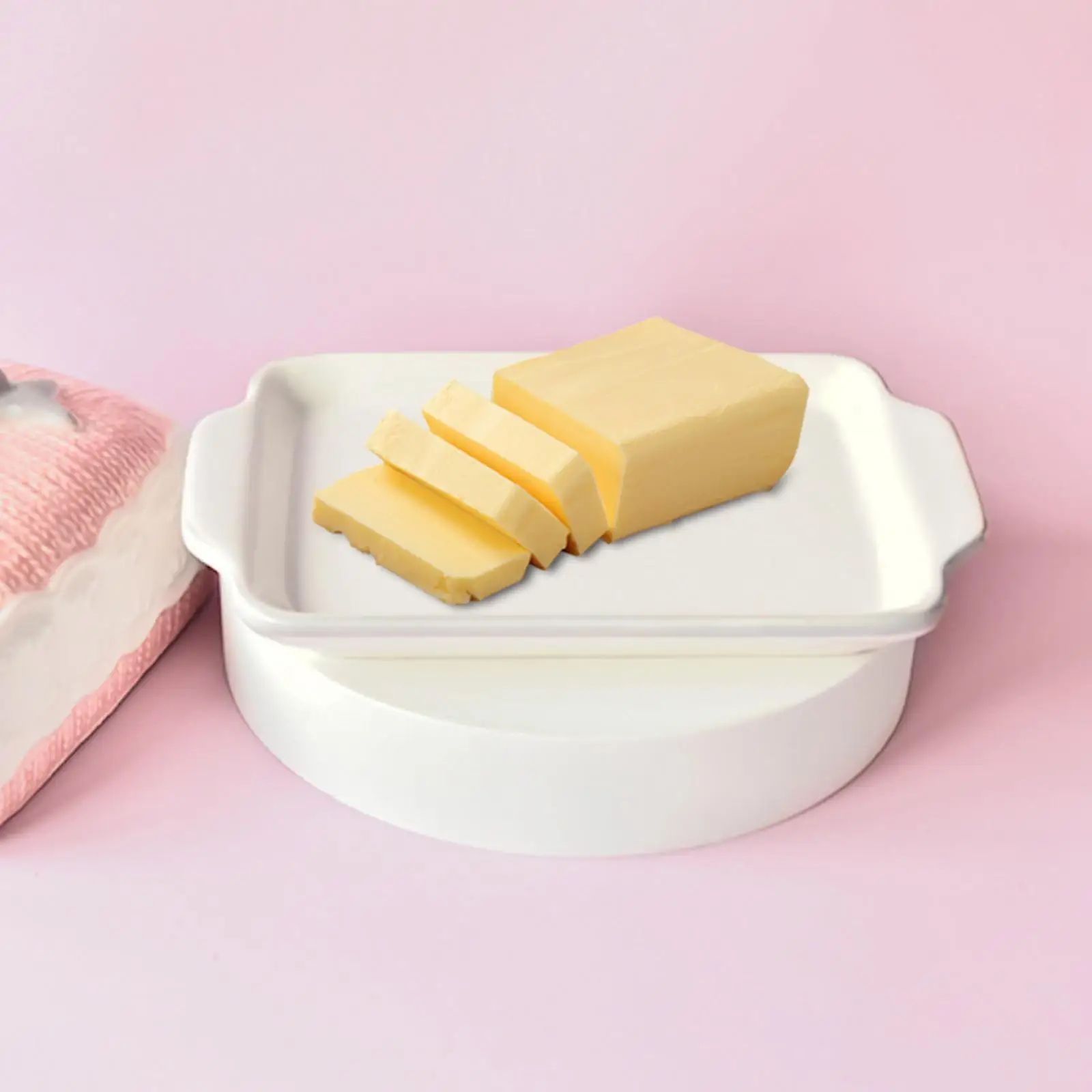 Ceramic Butter Dish with Cover Kitchen Utensils Butter Keeper Storage Plate for Household Dining Room Hotel Fridge