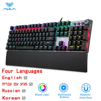AULA F2088 Mechanical Gaming Keyboard Anti-ghosting 104 brown Switch blue Wired Mixed Backlit Keyborad for Game Laptop PC