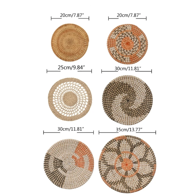 Rattan Wall Decor Hanging Woven Wall Plate Round Fruit Basket Boho Seagrass Decorative Trays for Living Room Bedroom Kitche 6