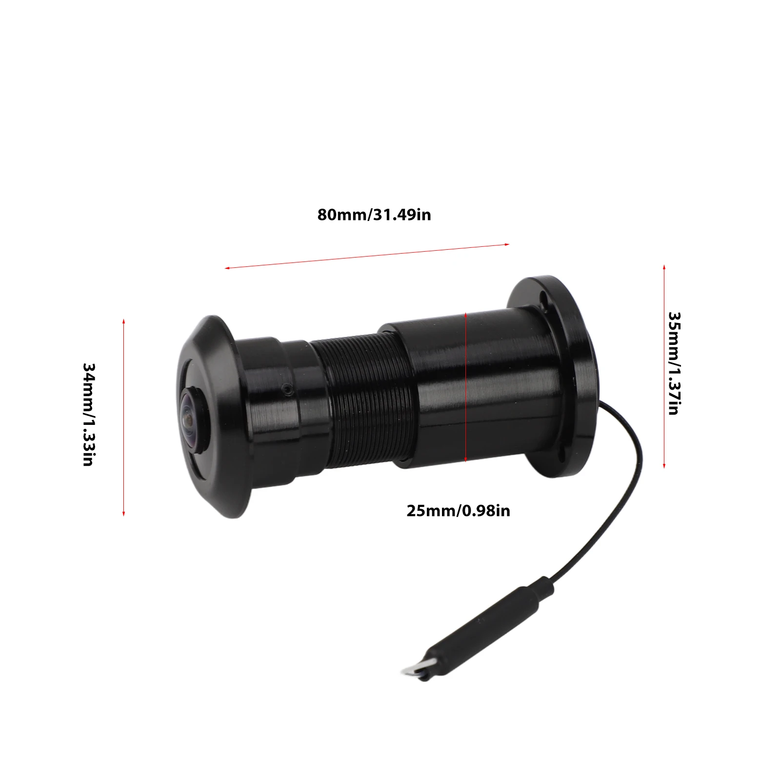 Door Eye Hole Camera 1920x1080 Door Peephole Camera Aluminum Alloy 180 Degree Wide Angle Night Vision for Tuya APP for Office