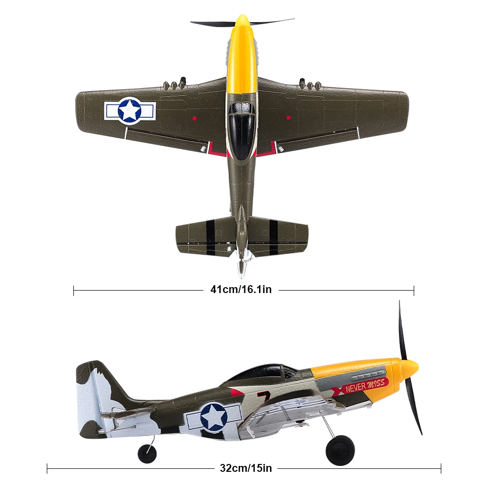 New P51D Mustang RC Airplane 2.4G 4CH 6 Axis 410MM Wingspan EPP Foam One Key Aerobatic Remote Control Warbird Fighter Toys 6