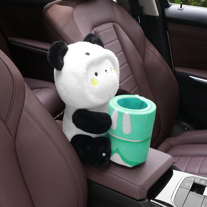 

Car Trash Bins Cute Panda Pig Tissue Box Car Accessories Interior Trash Car Storage Bucket Female Umbrella Key Phone Storage