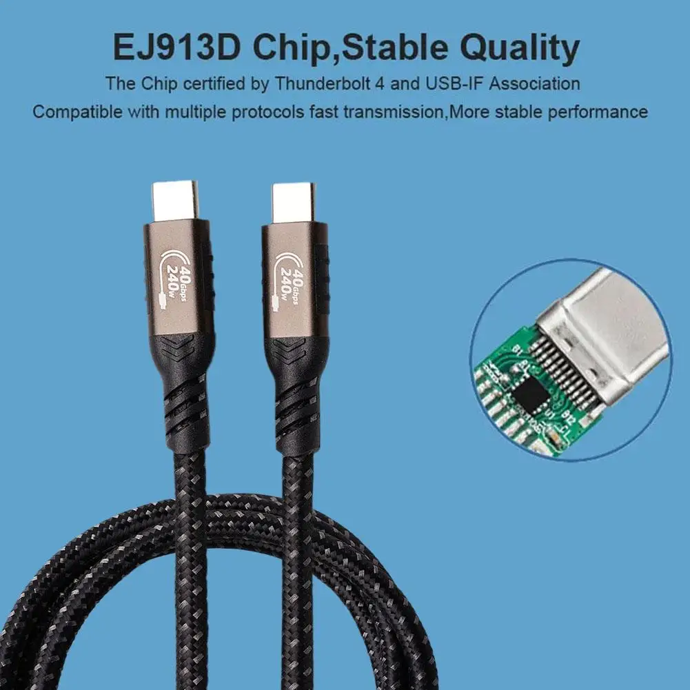 240W Charger Data Transfer USB 4 Cable for Thunderbolt 4 Full Feature Type C 40Gbps Dual 8K Video Cord For Thunderbo