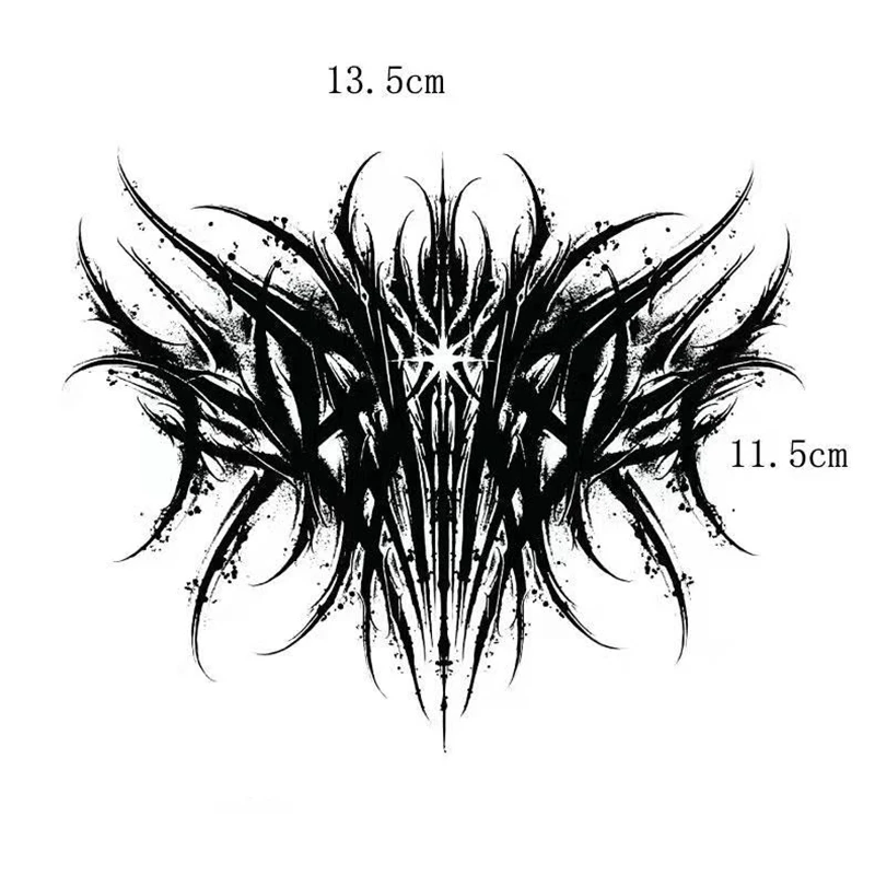 2022 Dark Gothic Thorns Neck Temporary Tattoo Stickers Waterproof Black Cool Men and Women Arm Body Art Fake Tattoo Calf Tattoo 3