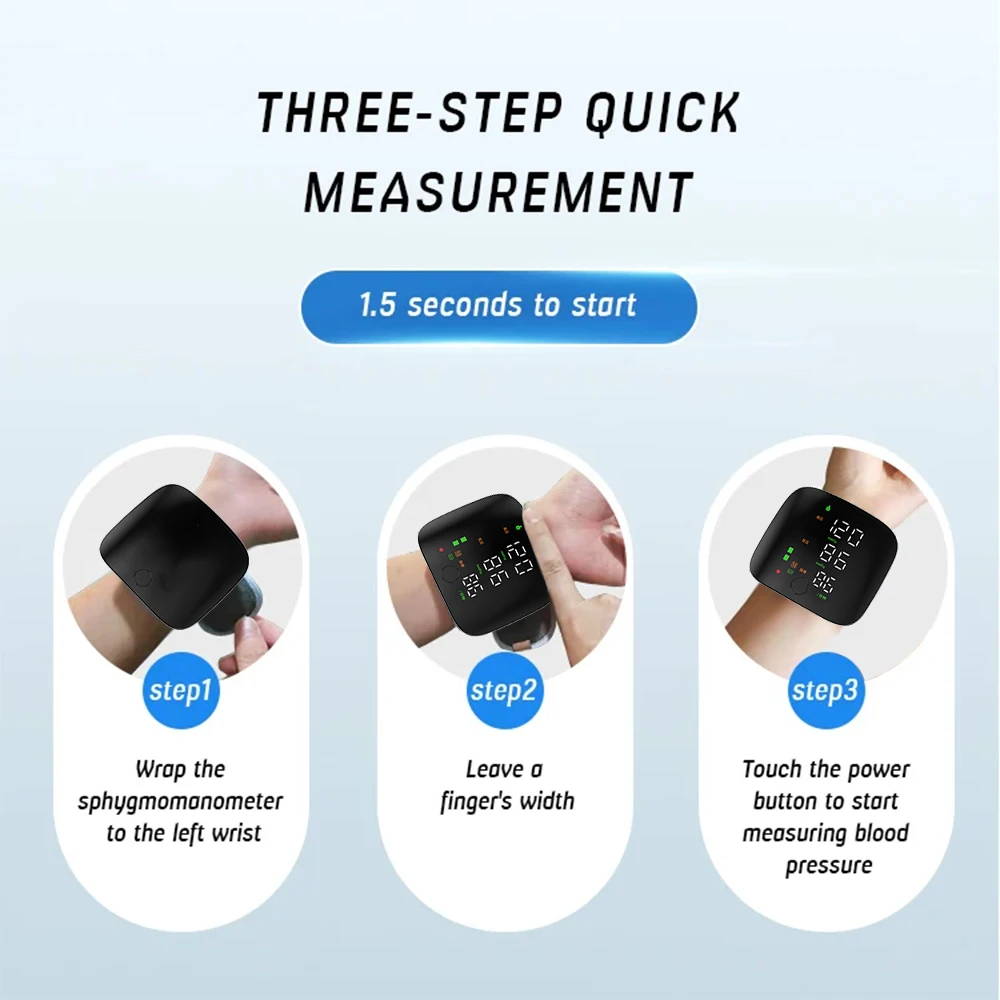 Wrist Blood Pressure Monitor Multilingual Broadcast Sphygmomanometer USB Rechargeable Blood Pressure Meter Medical Tonometer