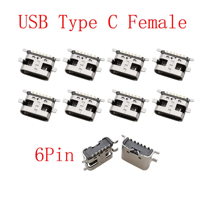 USB Type C Female Jack Charging Port Connectors - Pack of 10